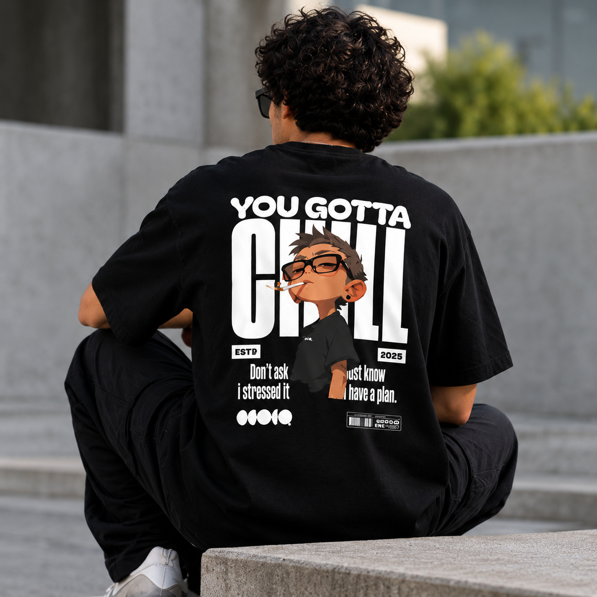 TOOOT YOU GOTTA CHILL Oversized Graphic T-Shirt – Black